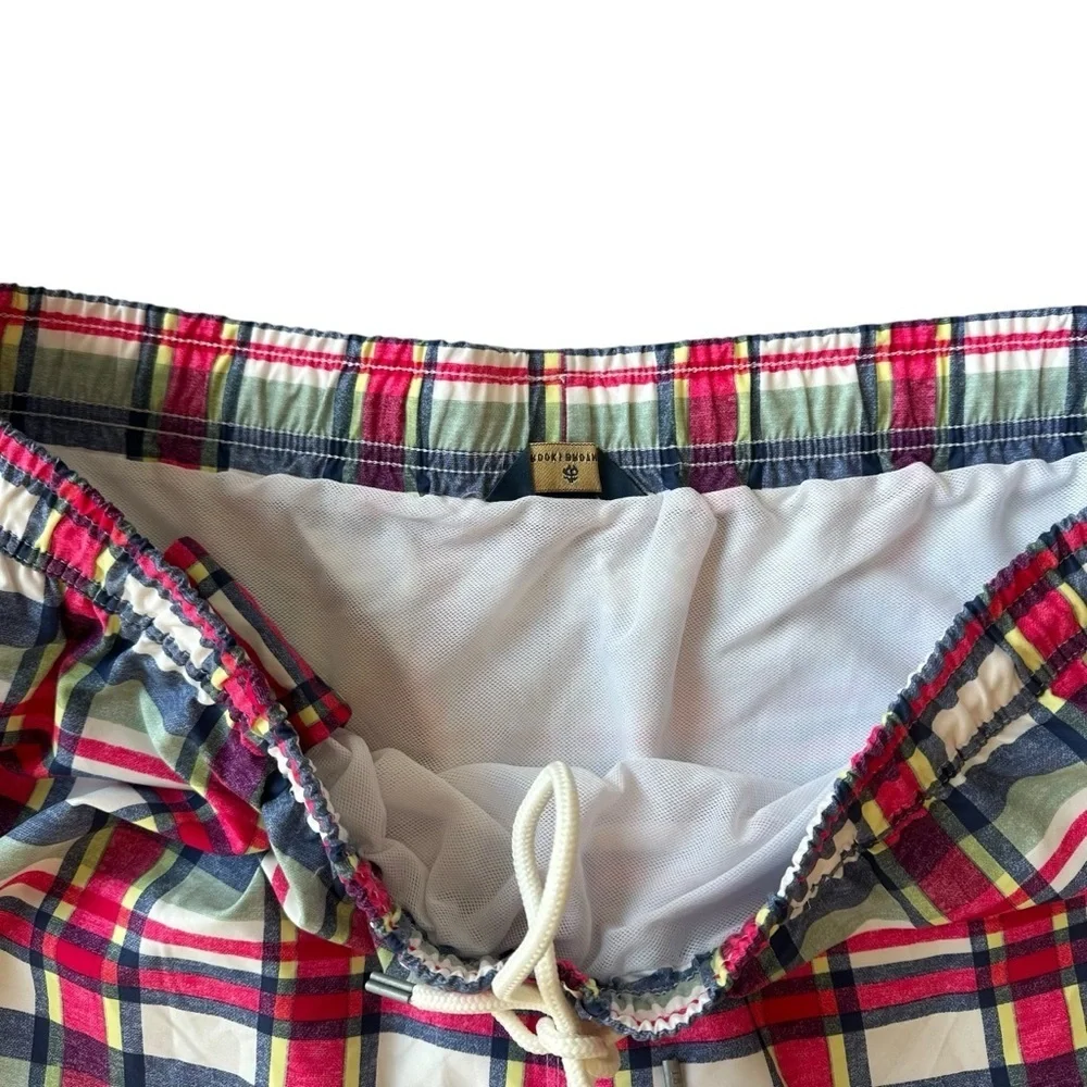 NEW Brooks Brother's Mens XL Plaid Drawstring Swimming Lined Preppy Short Trunks